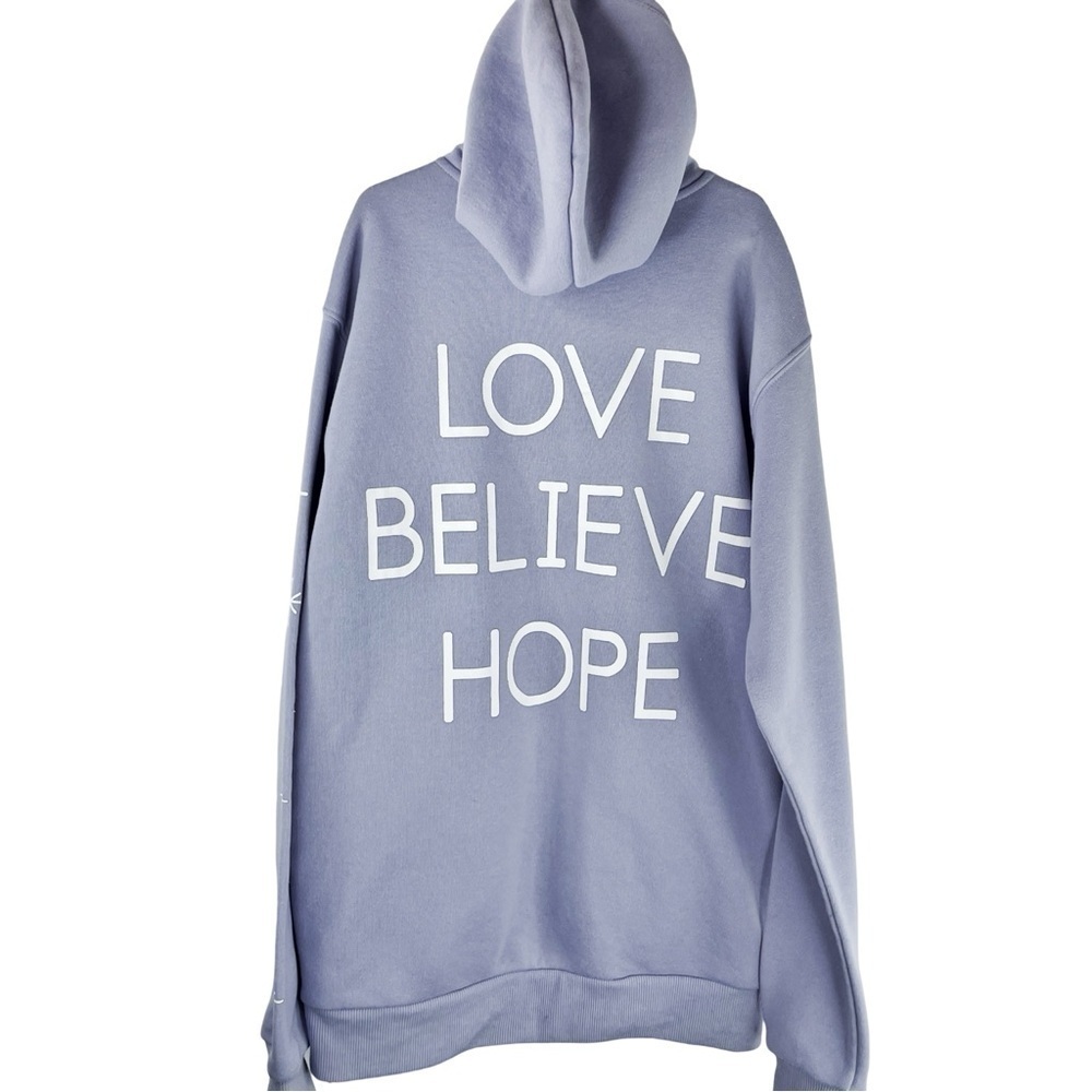 VIVRE LA VIE Women’s Lavender Zip Hoodie w Positive Message and Stars on Arm XS - Picture 3 of 7